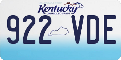 KY license plate 922VDE