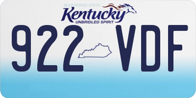 KY license plate 922VDF