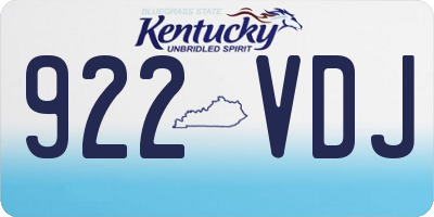 KY license plate 922VDJ