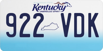 KY license plate 922VDK