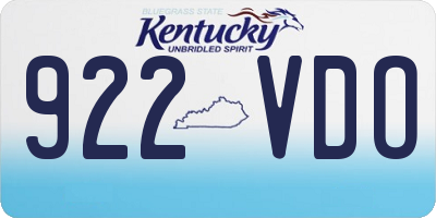 KY license plate 922VDO