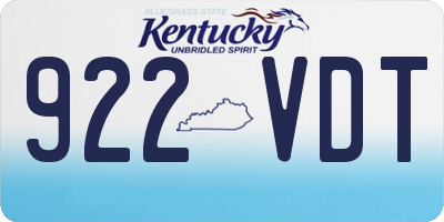 KY license plate 922VDT