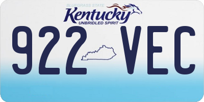 KY license plate 922VEC