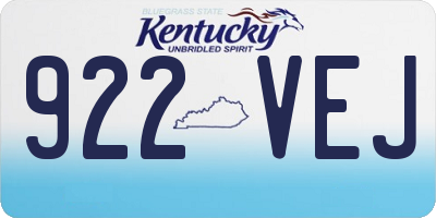 KY license plate 922VEJ