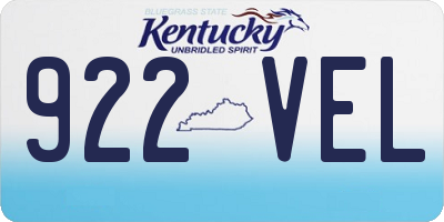 KY license plate 922VEL