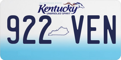KY license plate 922VEN