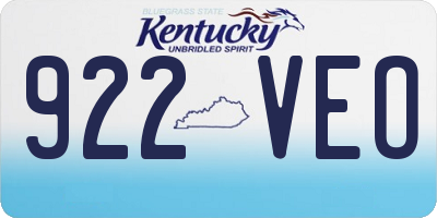 KY license plate 922VEO