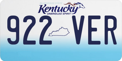 KY license plate 922VER