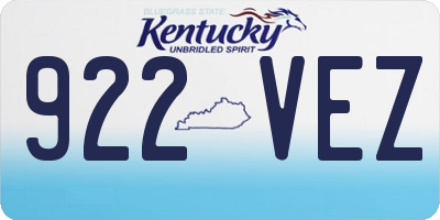 KY license plate 922VEZ