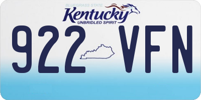 KY license plate 922VFN