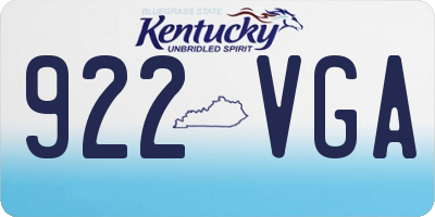 KY license plate 922VGA