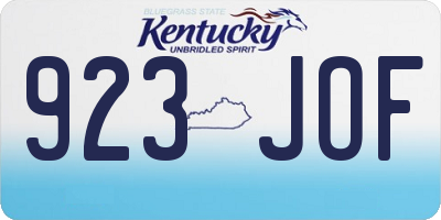 KY license plate 923JOF