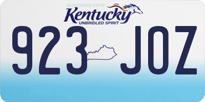 KY license plate 923JOZ