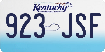 KY license plate 923JSF