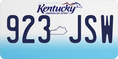KY license plate 923JSW