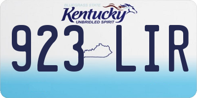 KY license plate 923LIR