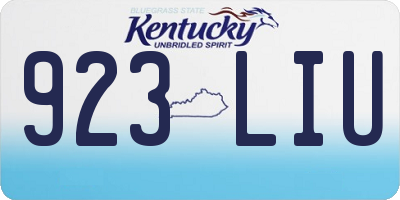 KY license plate 923LIU