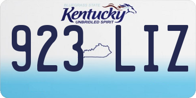 KY license plate 923LIZ