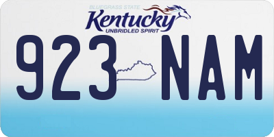 KY license plate 923NAM
