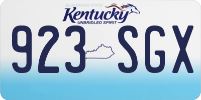 KY license plate 923SGX