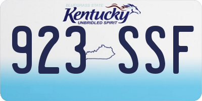 KY license plate 923SSF