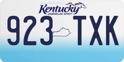 KY license plate 923TXK
