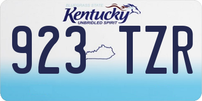 KY license plate 923TZR
