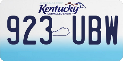 KY license plate 923UBW