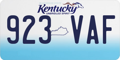 KY license plate 923VAF