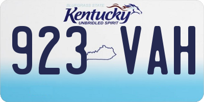 KY license plate 923VAH
