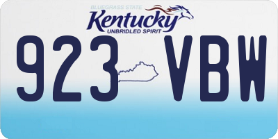 KY license plate 923VBW