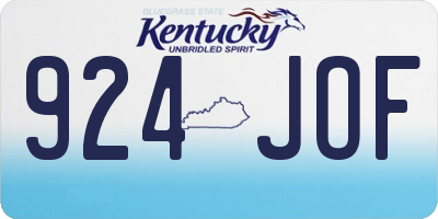 KY license plate 924JOF