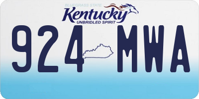 KY license plate 924MWA