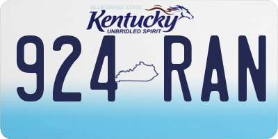 KY license plate 924RAN
