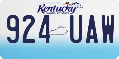 KY license plate 924UAW