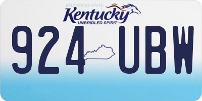 KY license plate 924UBW