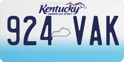 KY license plate 924VAK
