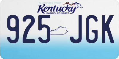 KY license plate 925JGK