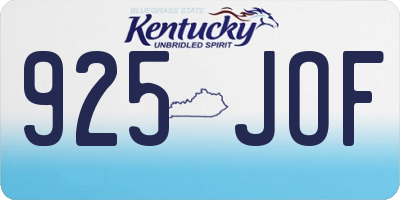 KY license plate 925JOF