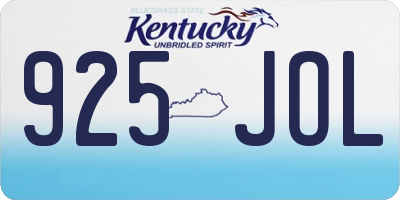 KY license plate 925JOL