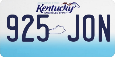 KY license plate 925JON