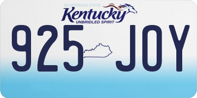 KY license plate 925JOY