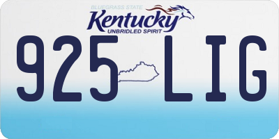 KY license plate 925LIG