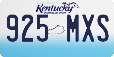 KY license plate 925MXS
