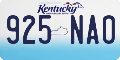 KY license plate 925NAO