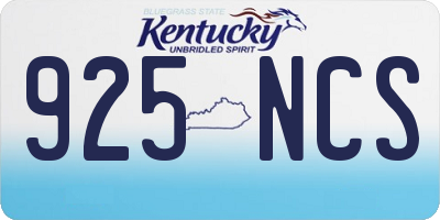 KY license plate 925NCS