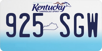 KY license plate 925SGW
