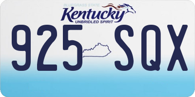 KY license plate 925SQX