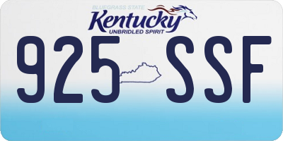 KY license plate 925SSF