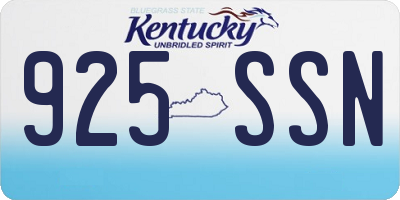 KY license plate 925SSN